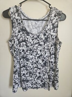 Studio Works Black & White Floral Print Tank Top